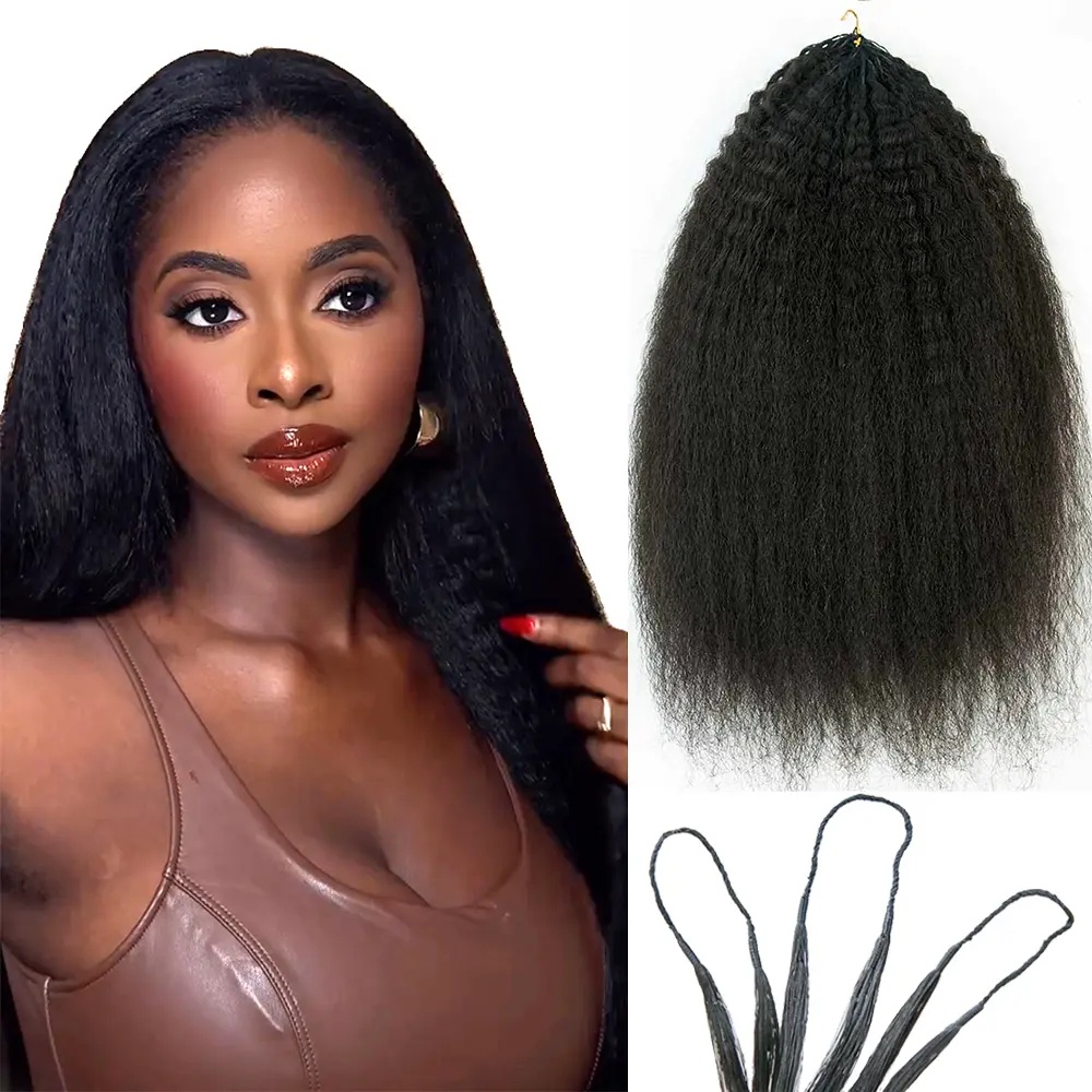 Human Hair Wigs - Knotenloses, krauses, glattes, federartiges Häkel-Echthaar, vorgesehnt,